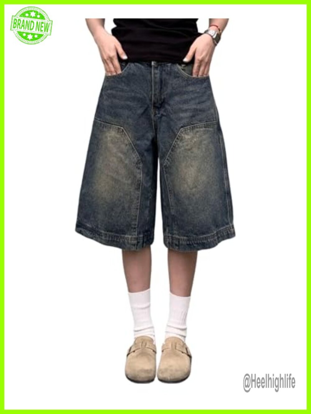 Baggy Wide Leg Denim Shorts for Women Y2K Summer Jorts High Rise